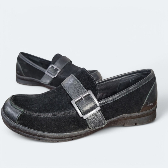 BOC Black Loafers Suede Leather Buckle Size 8.5 Comfy Casual Classic - Picture 3 of 17